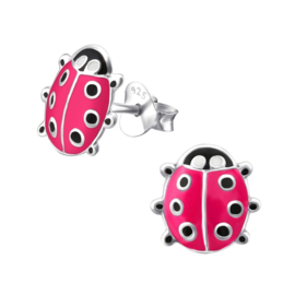 Oorbellen met een lieveheersbeestje roze