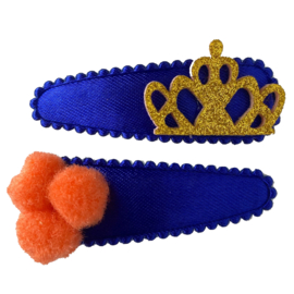 Haarspeldjes blauw met oranje en goud