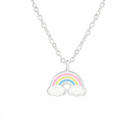 Kinderketting met regenboog hangertje zilver