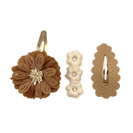 Set haarspeldjes bruin bloemen