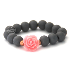 Damesarmband grijs roze