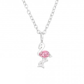 Kinderketting flamingo hangertje zilver