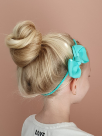 Haarband baby met strik zeegroen