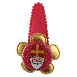 Haarspeldje Sinterklaas roze met goud