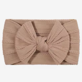 Babyhaarbandje met strik/knoop beige