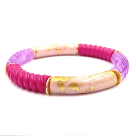 Twisted damesarmband lila roze goud