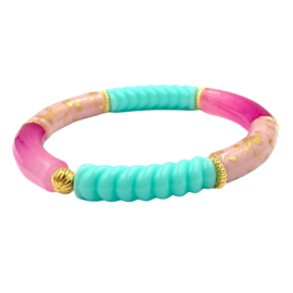 Twisted damesarmband mint roze goud