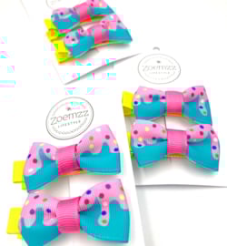Set kleine haarstrikken blauw drip