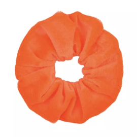 Scrunchie velvet neon oranje