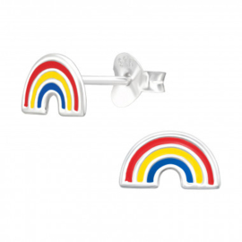 Kinderoorbellen zilver - Regenboog