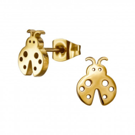 Kinderoorbellen goldplated Lieveheersbeestje