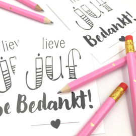 Kaartje met potlood | Lieve juf bedankt!