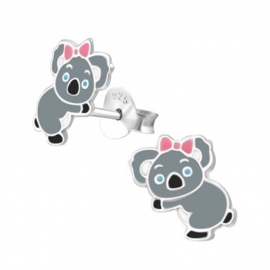 Kinder oorbellen Koala zilver