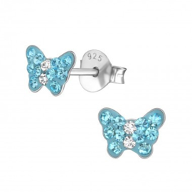 Kinderoorbellen vlinder met steentjes blauw