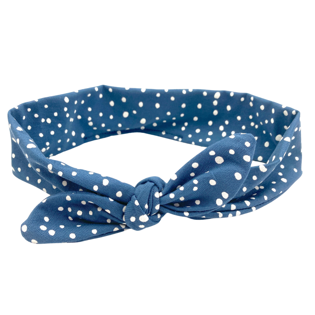Haarband met strik blauw met stippen