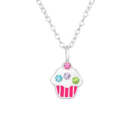 Zilveren Kinderketting met Cupcake