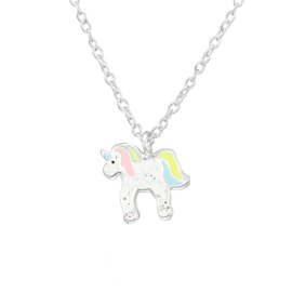 Zilveren kinderketting met unicorn hangertje