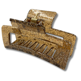 Haarklem bruin met glitter