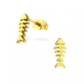 Kinderoorbellen chirurgisch staal fishbone gold plated