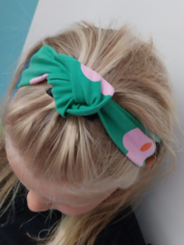 Haarband groen met roze bloemen