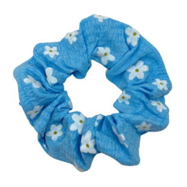 Scrunchie blauw madelief