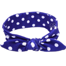 Knoop - wrap haarband blauw met stippen