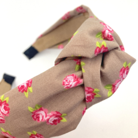 Brede haarband crème bloemen