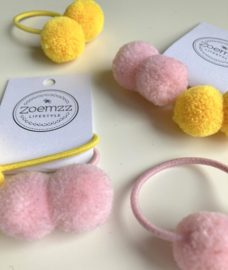 Pompom elastiekjes Pasen lichtroze