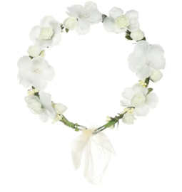 Witte bloemenkrans met lint