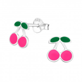 Kinderoorbellen met kersjes roze
