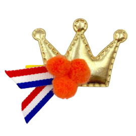 Haarlokspeld gouden kroontje koningsdag