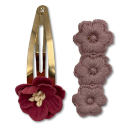 Haarspeldjes met bloem antiekroze