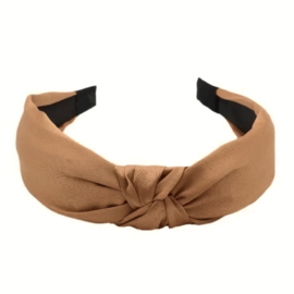 Diadeem met knoop breed nude/zandkleur