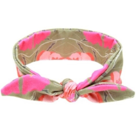 Knoop - wrap haarband taupe/roze
