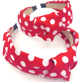Brede haarband rood/witte stippen