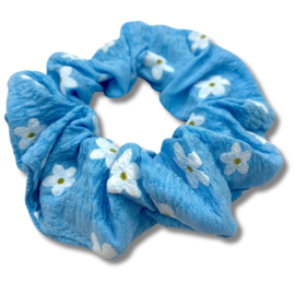 Scrunchie blauw madelief