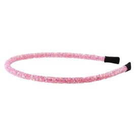 Dunne diadeem met glitters roze