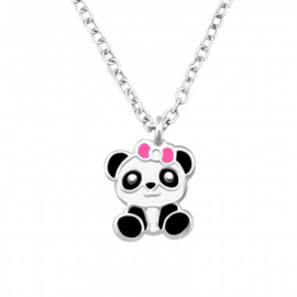 Kinderketting met panda hanger zilver