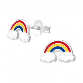Zilveren Kinderoorbellen – Regenboog wolkje