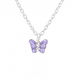 Kinderketting met hangertje vlinder paars