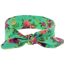 Knoop - wrap haarband groen bloemen