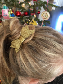 Haarstrik kerst goud glitter
