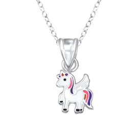Zilver kinderketting met unicorn hanger