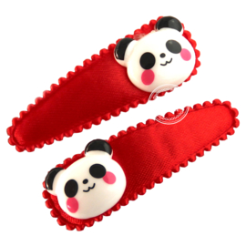 Haarspeldjes met panda rood