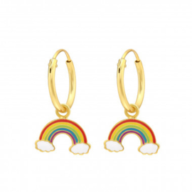 Ringetjes gold plated met regenboog