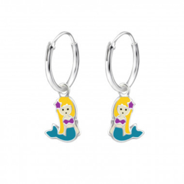 Oorbelringetjes zeemeermin blauw