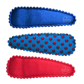 Haarspeldjes set 3 stuks blauw rood