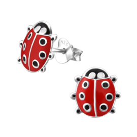 Oorbellen met een lieveheersbeestje rood