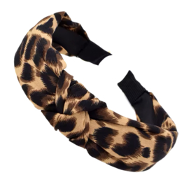 Haarband leopard met knoop
