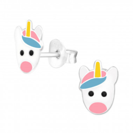 Kinderoorbellen zilver - Schattige unicorn